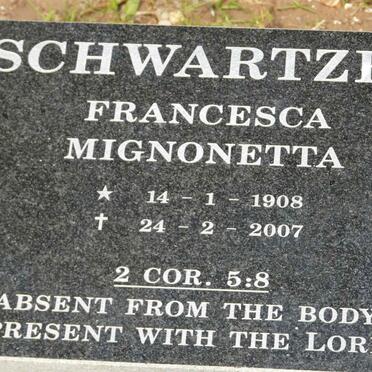 SCHWARTZEL Francesca Mignonetta 1908-2007