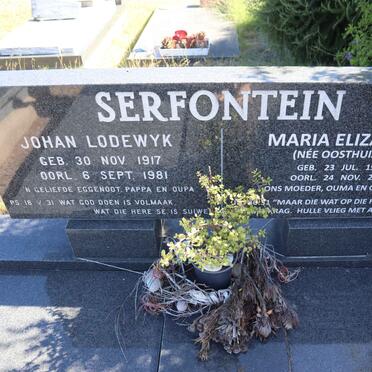 SERFONTEIN Johan Lodewyk 1917-1981 & Maria Elizabeth OOSTHUIZEN 1925-2014