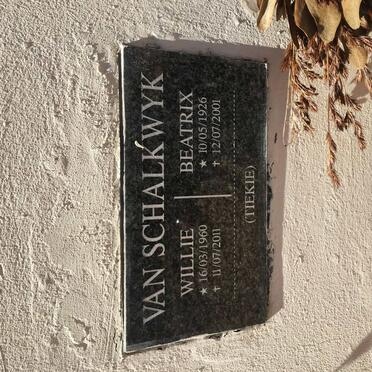 SCHALKWYK Willie, van 1960-2011 &amp; Beatrix 1926-2001