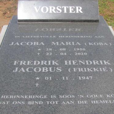 VORSTER Fredrik Hendrik Jacobus 1947- &amp; Jacoba Maria 1950-2020