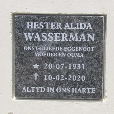 WASSERMAN Hester Alida 1931-2020