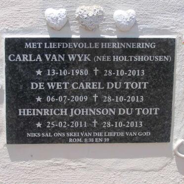 WYK Carla, van nee HOLTSHOUSEN 1980-2013 :: TOIT De Wet Carel, du 2009-2013 :: TOIT Heinrich Johnson, du 2011-2013