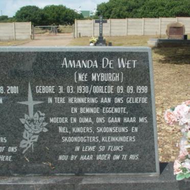 WET Daniel, de 1931-2001 &amp; Amanda MYBURGH 1930-1998