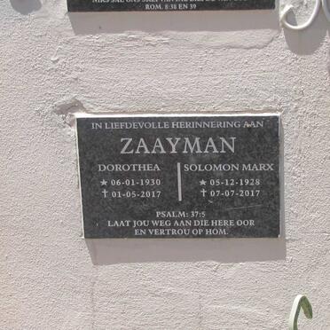 ZAAYMAN Solomon Marx 1928-2017 &amp; Dorothea 1930-2017