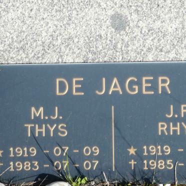 JAGER M.J., de 1919-1983 &amp; J.R. 1919-1985