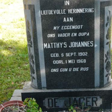 JAGER Matthys Johannes, de 1902-1968