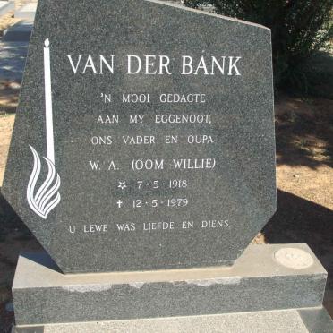 BANK W.A., van der 1918-1979 