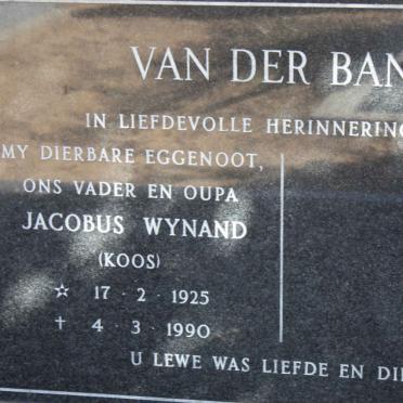 BANK Jacobus Wynand, van der 1925-1990