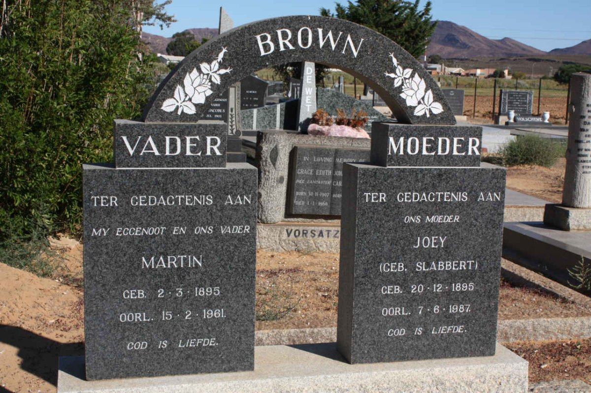 BROWN Martin 1895-1961 &amp; Joey SLABBERT 1895-1987