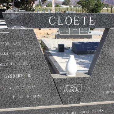 CLOETE Gysbert B. 1926-1978 &amp; Kittie SWIFT 1928-1995
