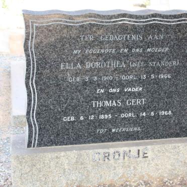 CRONJE Thomas Gert 1895-1968 &amp; Ella Dorothea STANDER 1910-1966