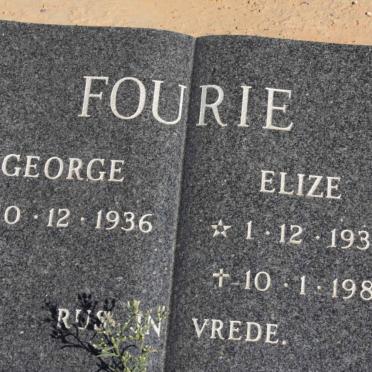 FOURIE George 1936-  &amp; Elize 1938-1981