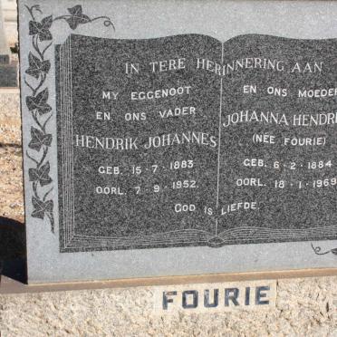FOURIE Hendrik Johannes 1883-1952 &amp; Johanna Hendrika FOURIE 1884-1969