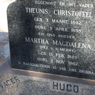 HUGO Theunis Christoffel 1892-1955 &amp; Martha Magdalena V.D. MERWE 1889-1967