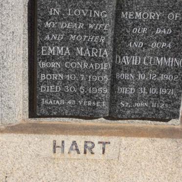 HART David Cumming 1902-1971 &amp; Emma Maria CONRADIE 1905-1959