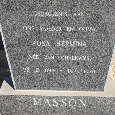 MASSON Rosa Hermina nee VAN SCHALKWYK 1898-1978