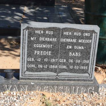 RENSBURG Fredie, van 1917-1988 &amp; Babs 1919-1995