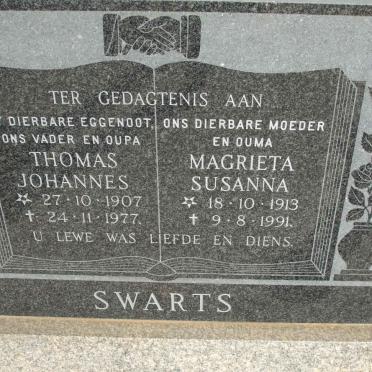 SWARTS Thomas Johannes 1907-1977 &amp; Magrieta Susanna 1913-1991
