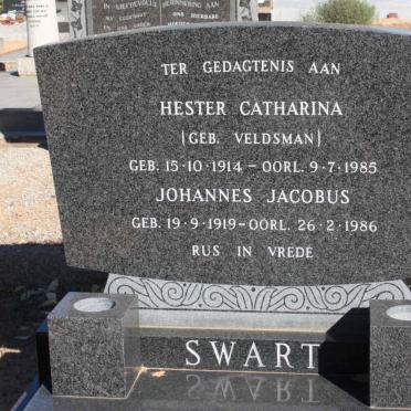 SWART Johannes Jacobus 1919-1986 &amp; Hester Catharina VELDSMAN 1914-1985