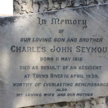 SEYMOUR Charles John 1918-1939