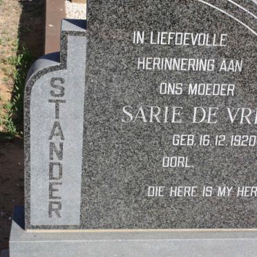 STANDER Sarie de Vries 1920-