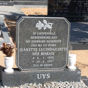 UYS Jeanette Lucinda nee MARAIS 1932-1997