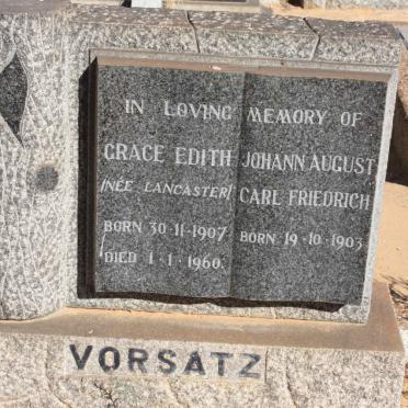 VORSATZ Johann August Carl Friedrich 1903- &amp; Grace Edith LANCASTER 1907-1960