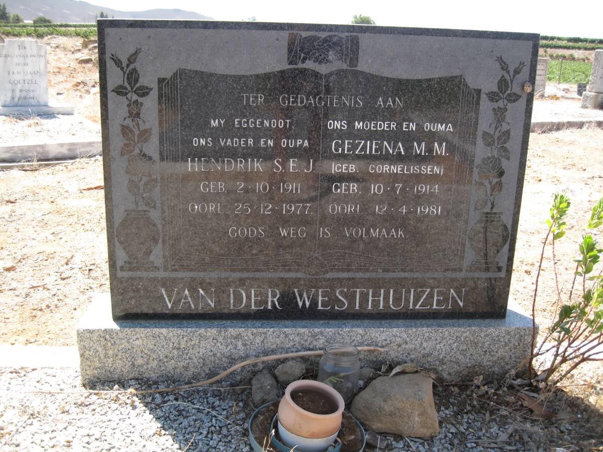 WESTHUIZEN Hendrik S.E.J., van der 1911-1977 &amp; Geziena M.M. CORNELISSEN 1914-1981