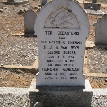 WYK Hendrik Adriaan, van 1869-1958 &amp; H.J.B. BURGER 1873-1951