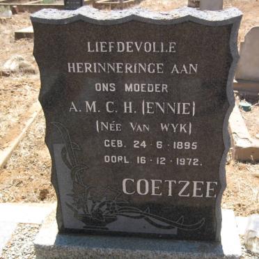 COETZEE A.M.C.H. nee VAN WYK 1895-1972