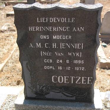 COETZEE A.M.C.H. nee VAN WYK 1895-1972