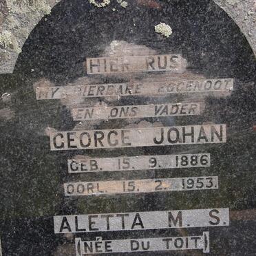 VILJOEN George Johan 1886-1953 & Aletta M.S. DU TOIT 1894-1985