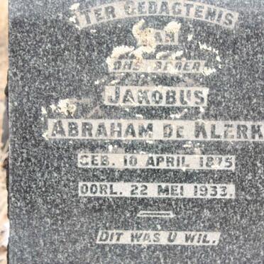 KLERK Jakobus Abraham, de 1875-1933