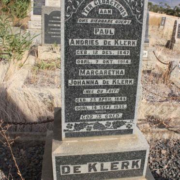 KLERK Paul Andries, de 1847-1914 &amp; Margaretha Johanna DU TOIT 1848-1935