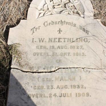 NEETHLING I.W. 1827-1913 &amp; M.F. MALAN 1832-1909
