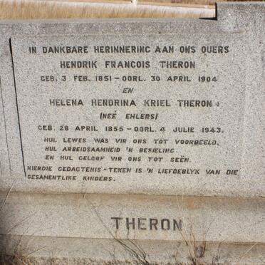 THERON Hendrik Francois 1851-1904 &amp; Helena Hendrina Kriel EHLERS 1855-1943