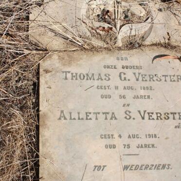 VERSTER Thomas G. -1892 &amp; Alletta S. -1918