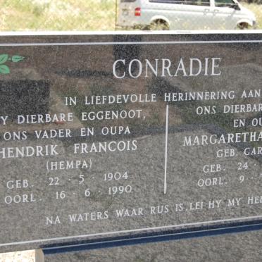 CONRADIE Hendrik Francois 1904-1990 &amp; Margaretha Johanna  CARSTENS 1907-2000