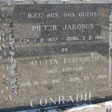 CONRADIE Pieter Jacobus 1872-1954 &amp; Aletta Elizabeth LOTTER 1882-1968