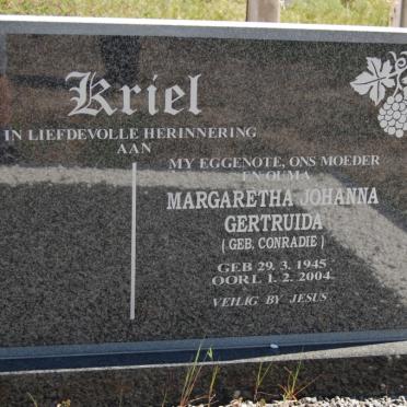 KRIEL Margaretha Johanna Gertruida nee CONRADIE 1945-2004