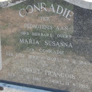 CONRADIE Gabriel Francois 1882-1952 &amp; Maria Susanna  CONRADIE 1892-1945