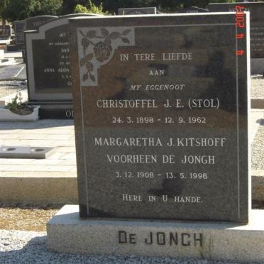 JONGH Christoffel J.E., de 1898-1962 &amp; Margaretha J. KITSHOFF formerly DE JONGH 1908-1998