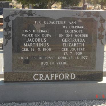 CRAFFORD Jacobus Marthinus 1908-1983 &amp; Gertruida Elizabeth JOUBERT 1909-1977