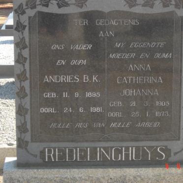 REDELINGHUYS Andries B.K. 1895-1981 &amp; Anna Catherina Johanna 1905-1973