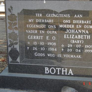 BOTHA Gerrit E.O. 1908-1984 &amp; Johanna Elizabeth 1909-1999