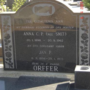 ORFFER Jan P. 1894-1973 &amp; Anna C.P. SMIT 1898-1962