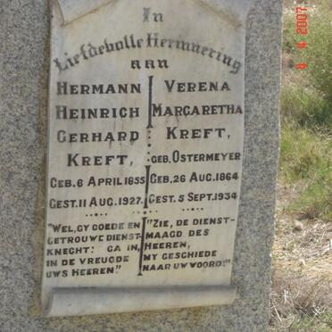 KREFT Hermann Heinrich Gerhard 1855-1927 &amp; Verena Margaretha OSTERMEYER 1864-1934
