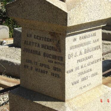 BUCHNER Aletta Hendrina Johanna nee DU TOIT 1850-1925