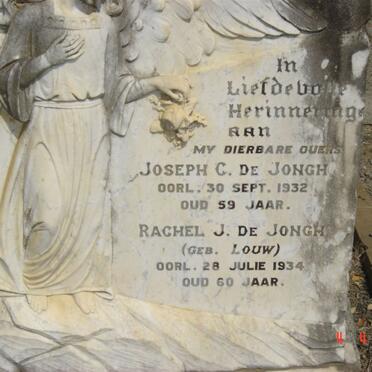 JONGH Joseph C., de -1932 &amp; Rachel J. LOUW -1934