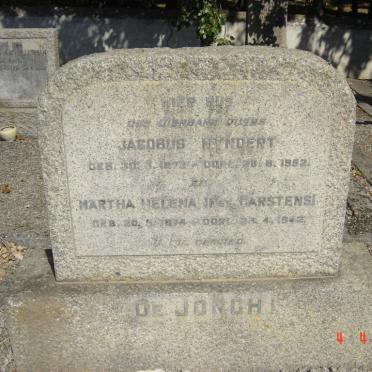 JONGH Jacobus Ryndert, de 1872-1952 &amp; Martha Helena CARSTENS 1874-1942